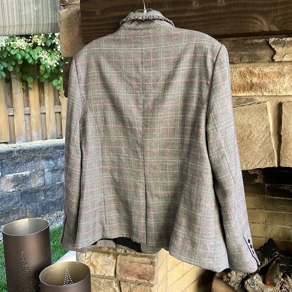 CeCe Pink and Gray Plaid Blazer 14 - Picture 3 of 7